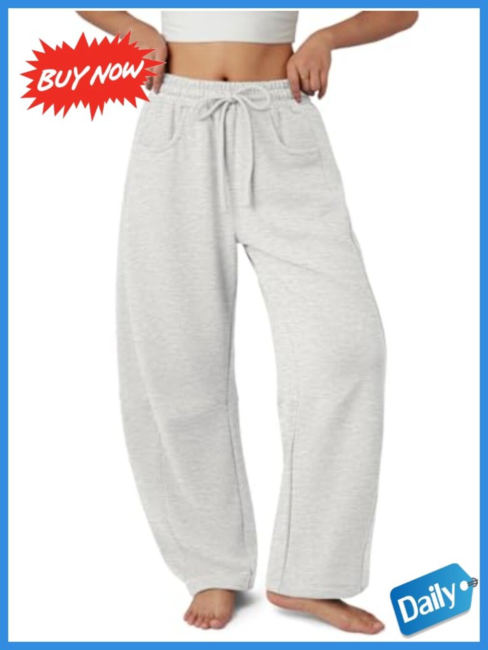 Wide Leg Barrel Sweatpants Cotton Drawstring Lounge Pants